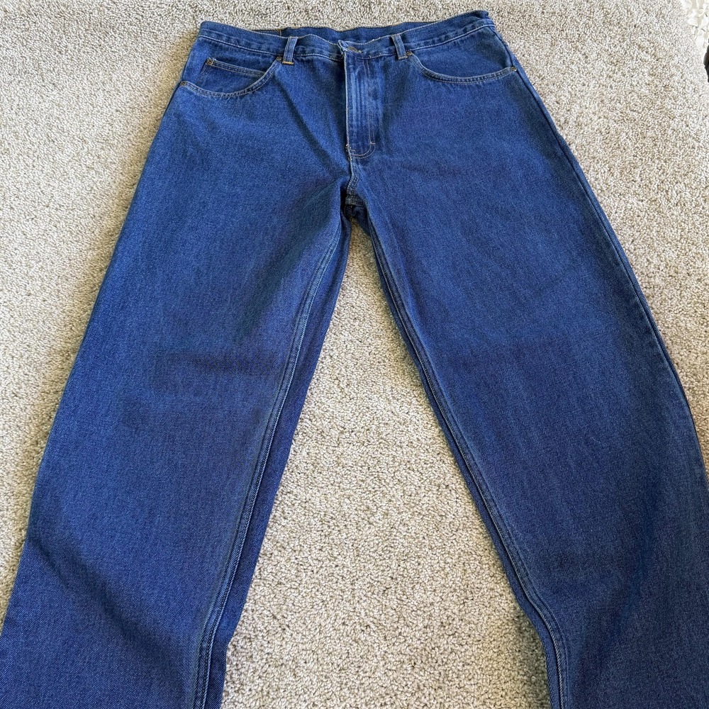 Open Trails Relaxed Fit Jeans Mens 36x32 Stone Wash Blue Denim Straight Cotton